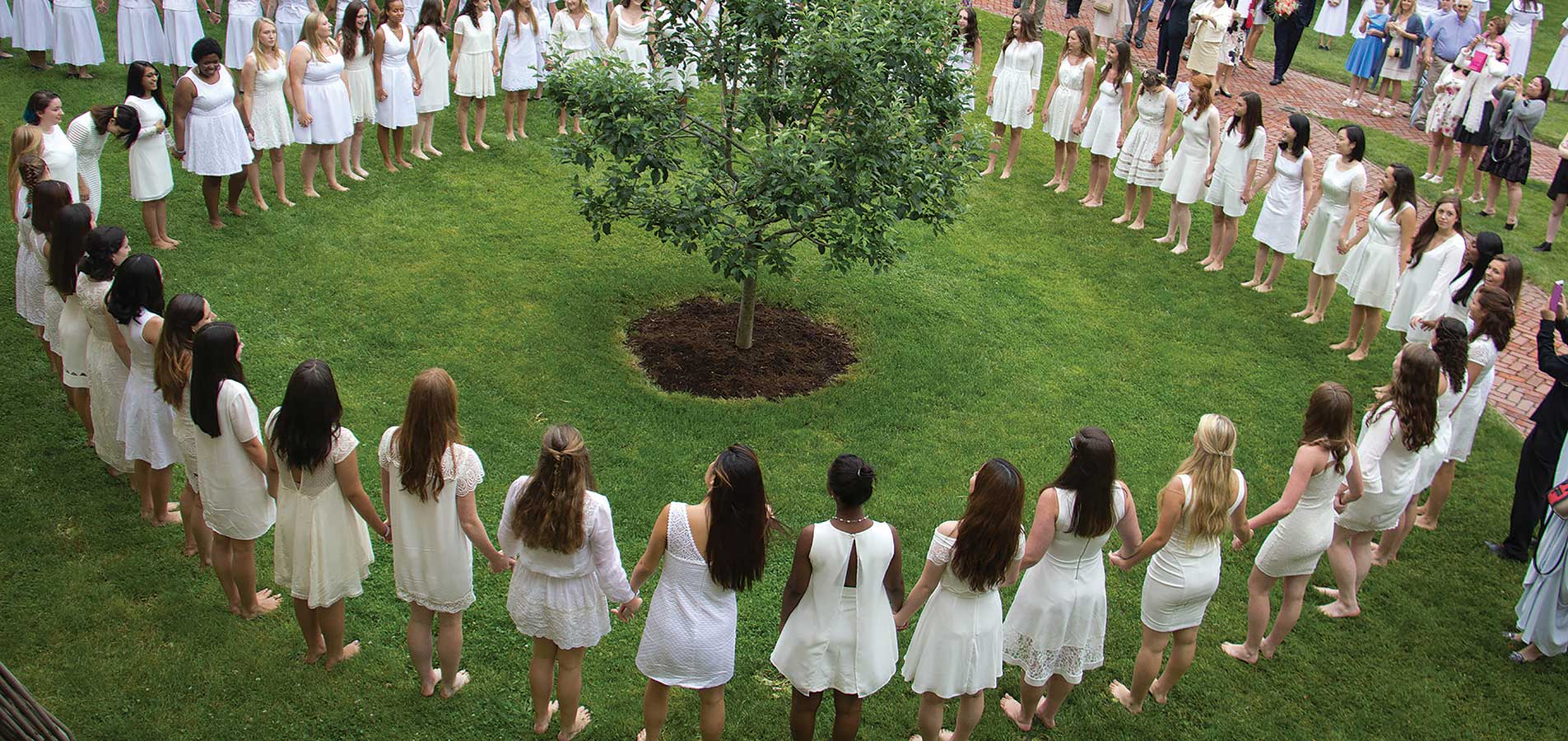 graduation students in a circle